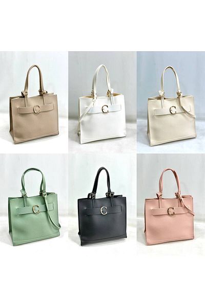 çkn sedat çakan çanta & fular & aksesuar Textured Leather 3 Compartment Women's Hand Shoulder Bag
