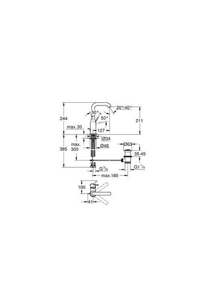 Grohe Single Handle Sink Faucet 1/2'' L Cool Sunrise 24174Gl1
