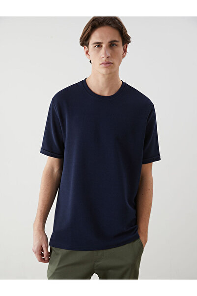 LC Waikiki Tricou texturat pentru bărbați, cu guler rotund și mânecă scurtă