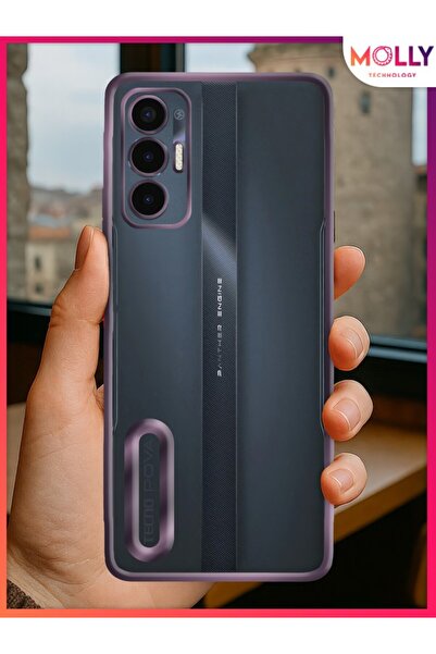 Molly Tecno POVA 3 Için Kenarları Derin Mor Lens Koruyuculu Lou Lazer Şeffaf ...