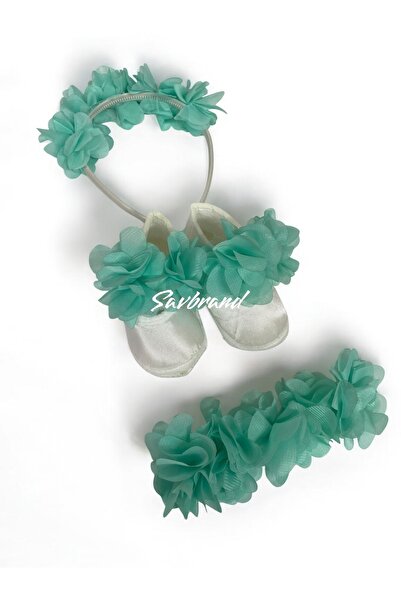 SavBrand Bandana cu coroană pentru mamă însărcinată cu flori laser și papuci ...