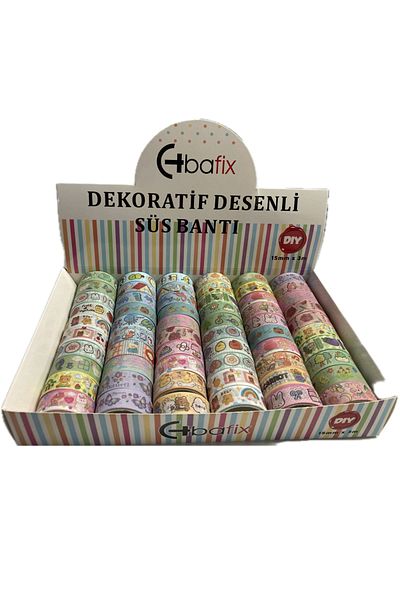 Bafix Patterned Tape Decorative Ornamental Tape 15 mm X 3 Mt Pack of 60