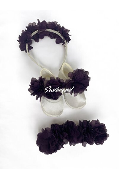 SavBrand عصابة تاج الأم للحمل والرضاعة الطبيعية على شكل زهرة ليزر وأحذية للأطفال