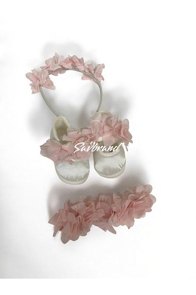 SavBrand Laser Floral Maternity Mother's Crown Bandana and Baby Booties