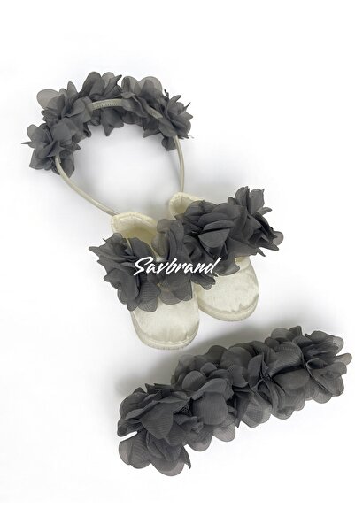 SavBrand Bandana cu coroană pentru mamă însărcinată cu flori laser și papuci ...