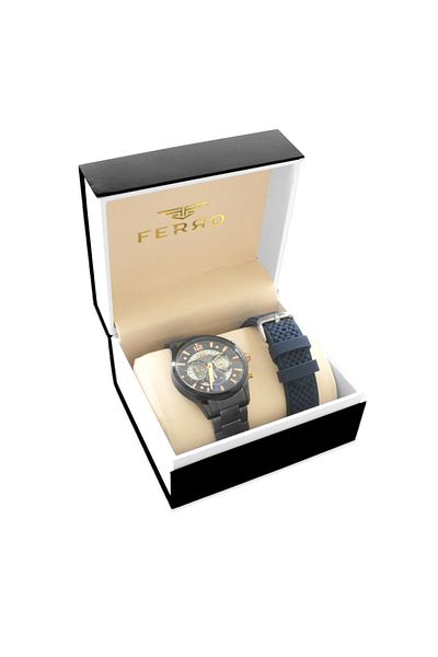 Tesbihane Ferro Steel-Silicone Can Replace Double Cord Men's Wrist Watch Th-Fm31320Awt-V3