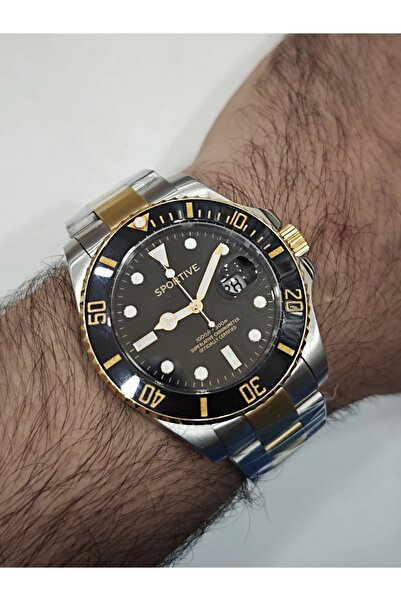 Sportive ÇELİK ERKEK KOL SAATİ,SERAMİK ÜST ÇEMBER SARI BEYAZ KAPLAMA