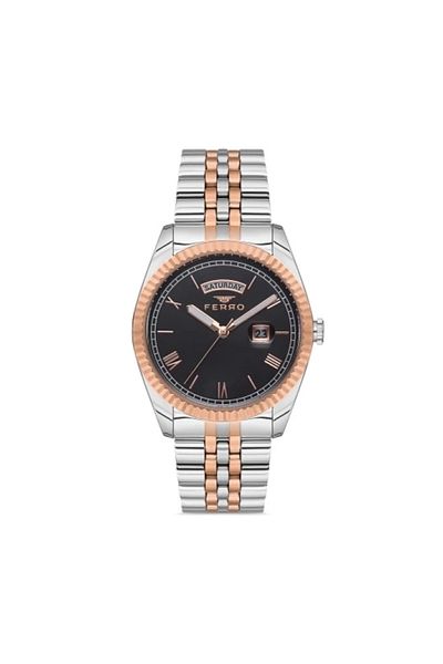 Tesbihane Ferro Steel-Silicone Can Replace Double Cord Men's Wrist Watch Th-F11130Da-E