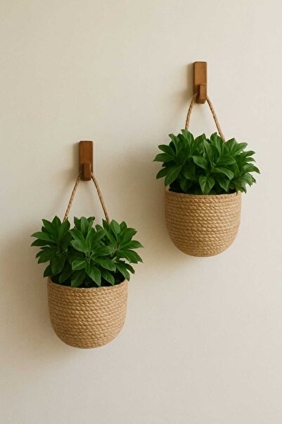 ÖRGÜM Sepet 2 Adet Mini Sepet Saksı Düzenleyici 10x10 cm