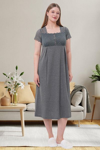 Mecit Pijama Mecit 6057 Smoked Pregnant Maternity Nightgown
