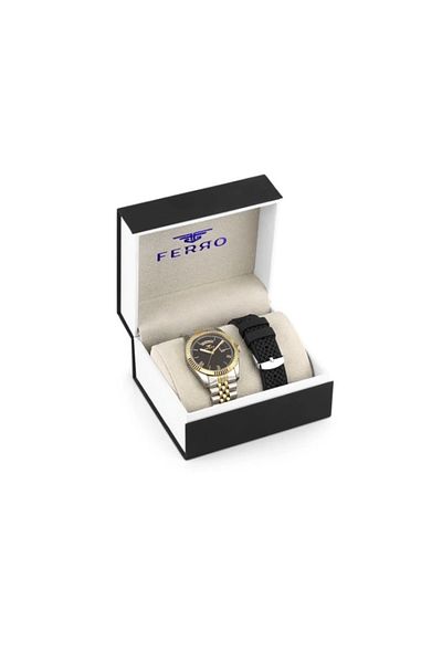 Tesbihane Ferro Steel-Silicone Can Replace Double Cord Men's Wrist Watch Th-F11130Da-D3