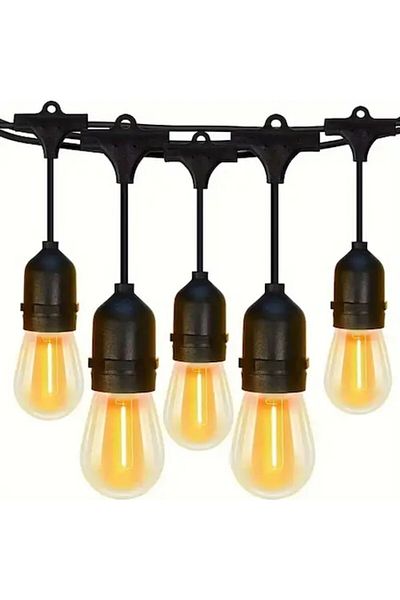 Joyful Box Decorative Light Garland with 10 LED Bulbs, Plug-Powered, 10 Meters, Warm Light