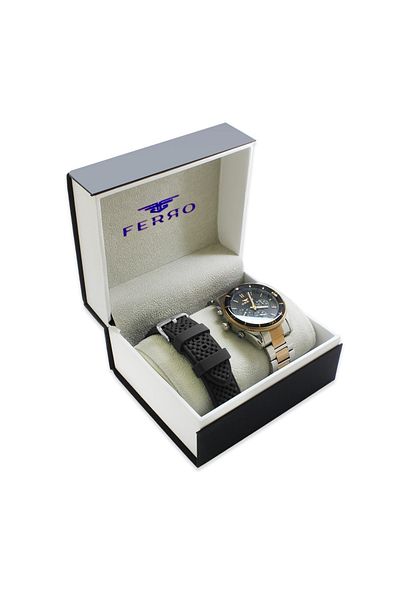 Tesbihane Ferro Steel-Silicone Can Replace Double Cord Men's Wrist Watch Th-Fm31920D-J