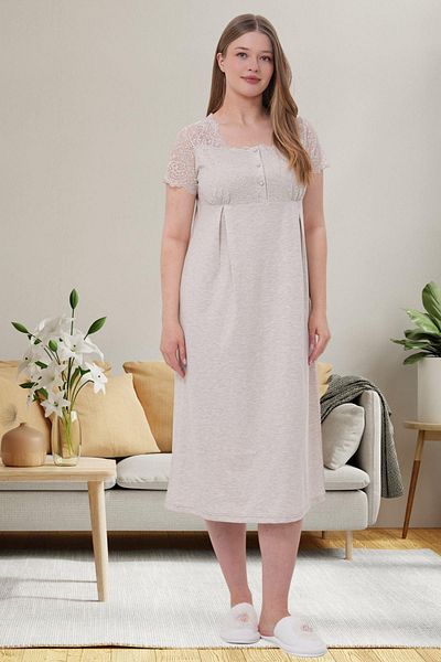 Mecit Pijama Mecit 6057 Mink Maternity Nightgown