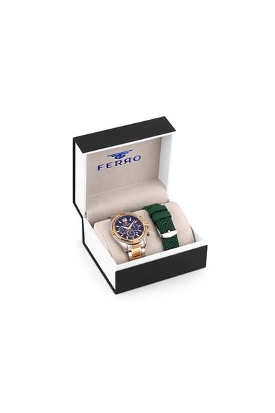 Tesbihane Ferro Steel-Silicone Can Replace Double Cord Men's Wrist Watch Th-Fm31248Da-E3