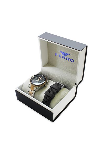 Tesbihane Ferro Steel-Silicone Can Replace Double Cord Men's Wrist Watch Th-Fm31920D-J