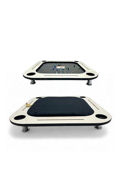 ALBADER 2 In 1 Floor Wooden Ploot Play Cards Table with Jackaroo Wooden Board Game, 80*80 Cm