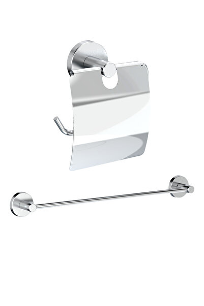 Ahlez Dolce Kapaklı Tuvalet Kağıtlık + Uzun Havluluk 40cm Banyo Seti