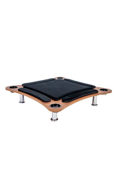 ALBADER Floor Wooden Ploot Play Cards Game Table Med-Size, Curved Wood Baloot Mid-Size 80 * 80