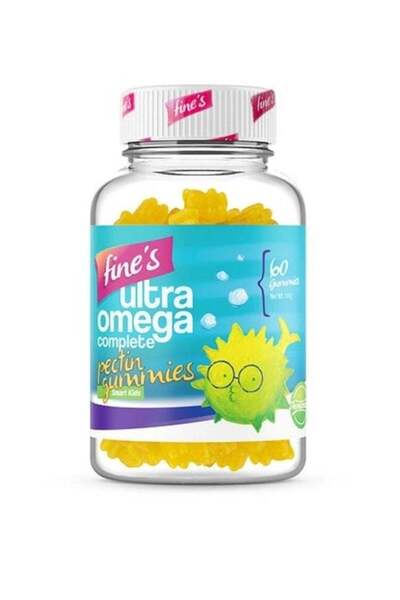 Fine's حلوى جيلاتينية ألترا أوميجا كومبليت بكتين للأطفال من سمارت كيدز، 60 قطعة