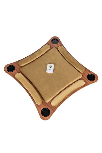 ALBADER Floor Wooden Ploot Play Cards Game Table Med-Size, Curved Wood Baloot Mid-Size 80 * 80