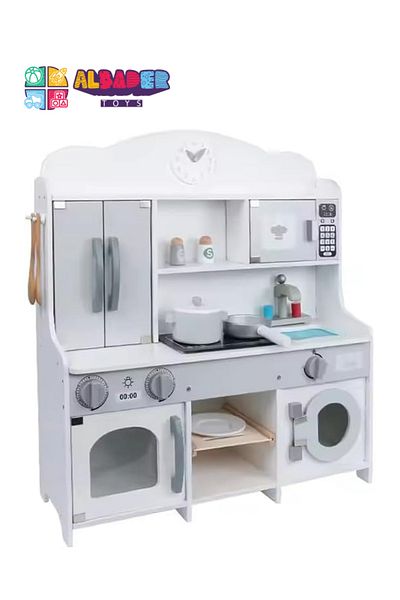 ALBADER Wooden Kitchen Set Toy, Kitchen for Kids WIth Oven, Kids Kitchen Playset With Cook Food