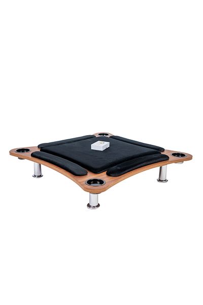 ALBADER Floor Wooden Ploot Play Cards Game Table Med-Size, Curved Wood Baloot Mid-Size 80 * 80