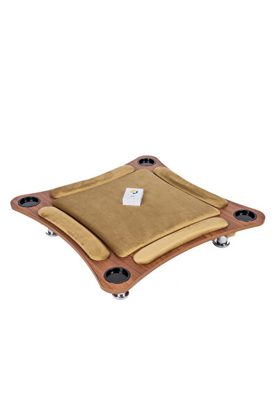 ALBADER Floor Wooden Ploot Play Cards Game Table Med-Size, Curved Wood Baloot Mid-Size 80 * 80