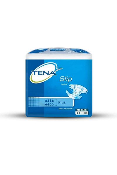 TENA Slip Plus Incontinence Adult Diapers, Medium, 10 Count