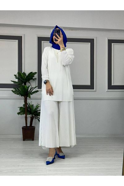 ButikKardelen Sandy Complete Pleated Double Hijab Pants Suit Std B Eden