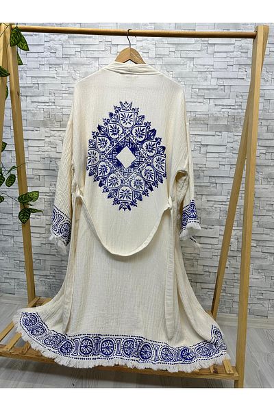 Befera Design Muslin Kimono 100% Cotton Ethnic Printed Patterned Bathrobe Kaftan Dressing Gown