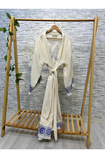 Befera Design Muslin Kimono 100% Cotton Ethnic Printed Patterned Bathrobe Kaftan Dressing Gown