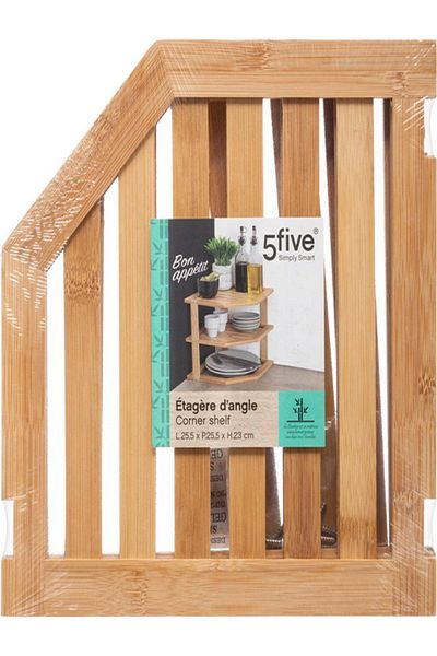 Five Simply Smart Easy Assembly Long Lasting 2-Shelf Bamboo Organizer