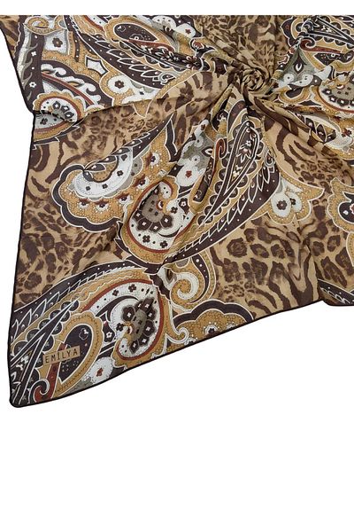 mim eşarp Κασκόλ Emilya Fres Crepe Leopard με σχέδιο 90x90 cm