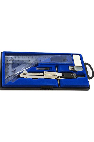 Roco #700 Geometry Set – 8-Piece Plastic & Steel Drawing Kit
