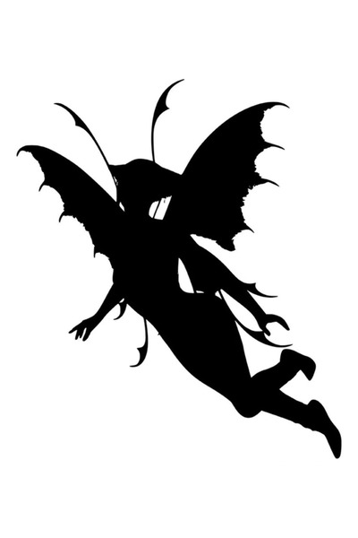 TSC ملصق نسائي على شكل ملاك طائر مثل فراشة مجنحة مقاس 20 سم لون أسود