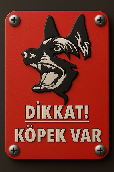 sıradışıhediyem Caution There Is a Dog Metal Warning Sign 20X30 cm Has Double Sided Tape on the Back