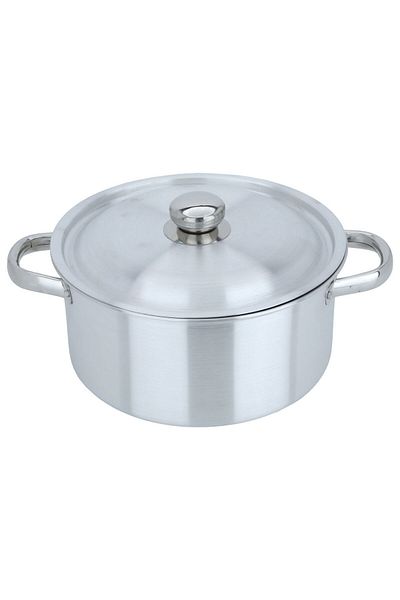 ROBUST Aluminum pot with lid and two handles Robust, 26 cm, circular - silver