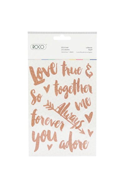 Roco ملصق لامع "حب" باللون الذهبي الوردي