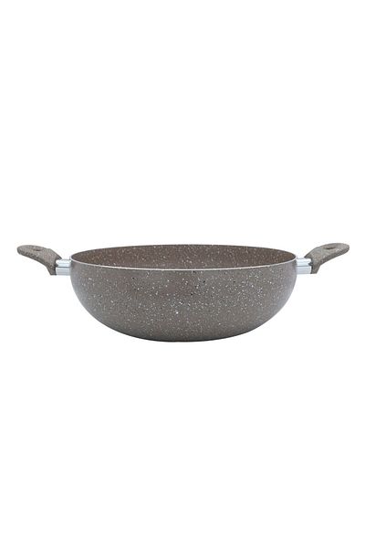 ROCKY Granite Rocky Pan, 32 cm, Deep, Dual Handle - Beige