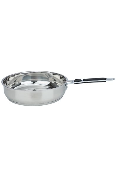 ROCKY Stainless Steel Pan with Silicone Handle, 26 cm - Silver