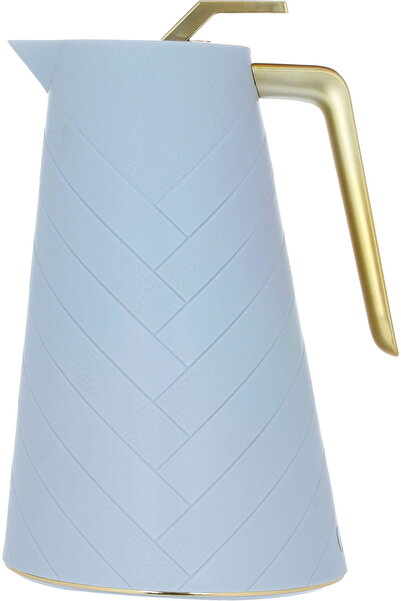 Glory ترمس، سعة 1.5 لتر، وعاء داخلي زجاجي، غلاف خارجي بلاستيكي - سماوي فاتح