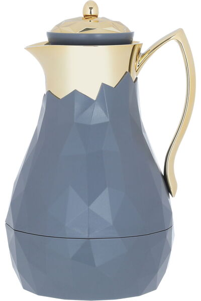 Generic ترمس دايموند إيفرست سيف جاليري، سعة 1 لتر، حامل زجاجي داخلي - رمادي داكن