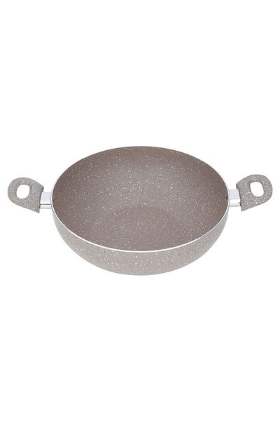 ROCKY Granite Rocky Deep Frying Pan, 24 cm, With Handles - Beige