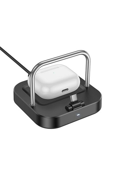 REDz Accessories Încărcător de telefon și căști, Hoco CQ16B, Tip-C + încărcare wireless, 5W, 3A, 30W, Negru