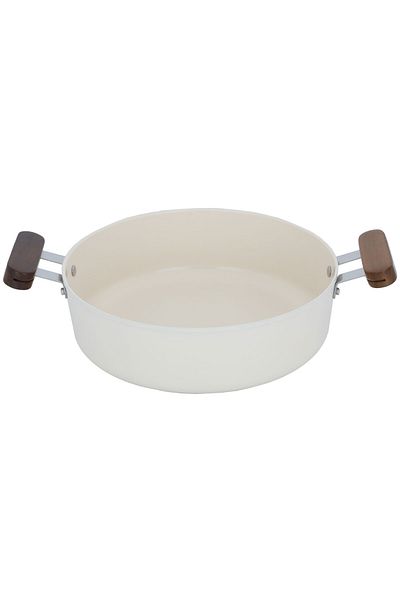 Tornado Ceramic Tornado Frying Pan, 26 cm, Wooden Handle - Beige