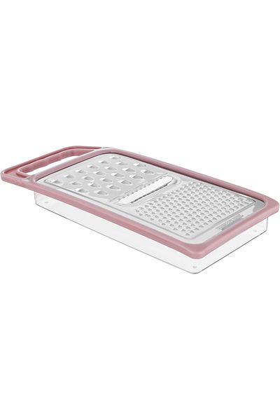 Alsaif Gallery Steel Grater with Plastic Container Alsaif Gallery - Pink Silver