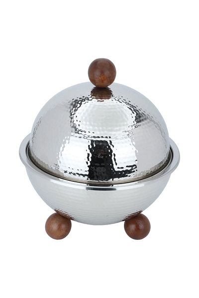 Alsaif Gallery Circular Serving Dish - Alsaif Gallery, 29×24×24 cm, Wooden Legs - Silver
