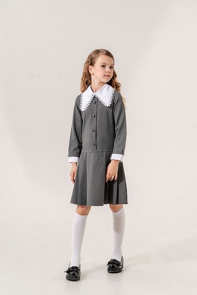GİYİCEM TEKSTİL Girl's Shirt Collar Dress 6801