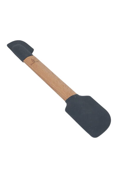 Generic Alsaif Gallery Silicone Double Spoon, Wooden Handle - Black